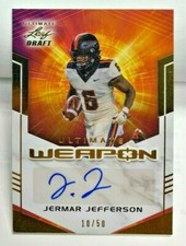 Jermar Jefferson 2021 Leaf Ultimate Draft GOLD Weapon RC Autograph Auto #d 10/50