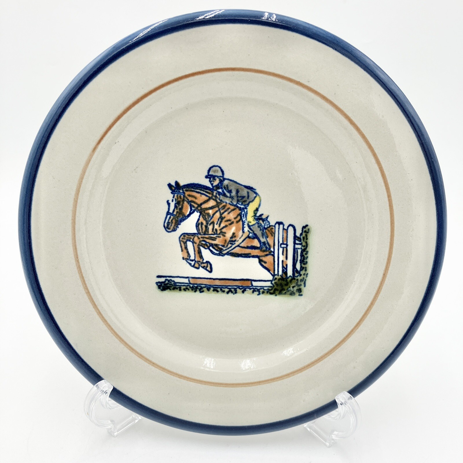 Jockey Horse Equestrian Plate Derby Louisville Stoneware Vintage 9” Replacement