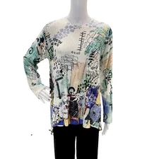 NWT NEW  Inoah USA  I Spy  Long Sleeve Crinkle - LARGE BOUTIQUE CLOSEOUT