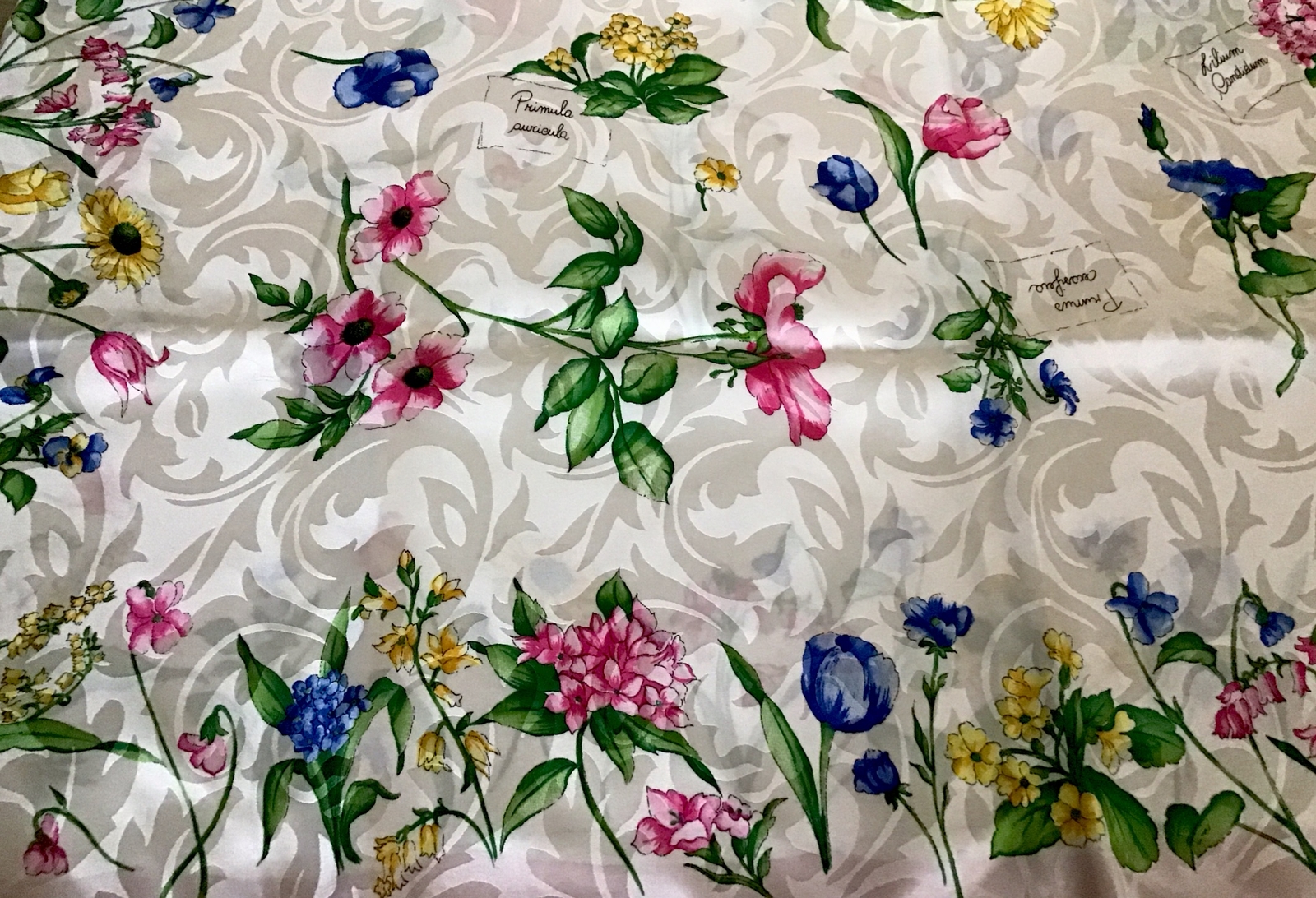 Pierre Cardin For Michel Swiss Paris Multi Floral 100percent Silk Scarf 29"x 32”  New image 6