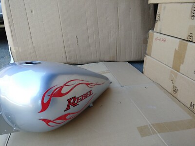Mutazu Silver Premium Large Vented Gas Tank Set w/ Graphic for Honda Rebel 250  