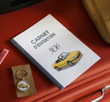 Porte-clés + Carnet d'entretien Peugeot 306 cabriolet jaune