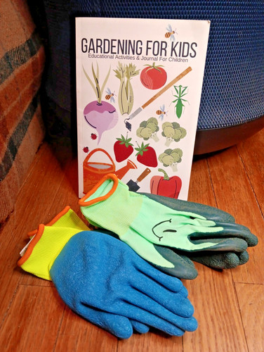 Kids Gardening Book & Gloves Bundle for Children Yard Work Garden STEM Learning