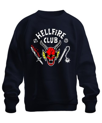 HELLFIRE CLUB Dämon Schädel Hörner D20 Flammenschwert Rollenspiel Unisex Sweatsh