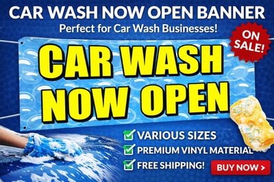 #ad CAR WASH NOW OPEN Banner Outdoor Vinyl Sign Large Business Advertising $27.97