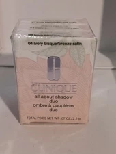 CLINIQUE All About Shadow Duo 04 Ivory Bisque  Bronze Satin .07 oz Full Size NIB