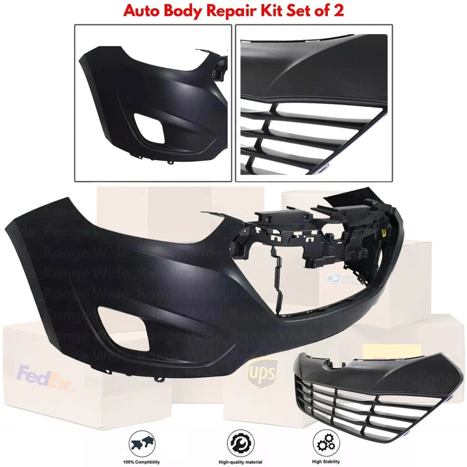 Front Bumper Cover Fascia & Bumper Grille Kit For 2010-2015 Hyundai Tucson Foto 2 de 4