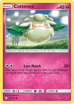 Pokemon COTTONEE Sun & Moon Cosmic Eclipse 147/236 NM/Mint PACK FRESH