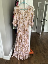 BB Dakota Steve Madden Pink Floral 3/4 Sleeve Maxi Dress, Sz L, Lk Nw