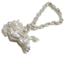 Authentic HERMES Cheval Horse Charm Keychain Sterling Silver 6796