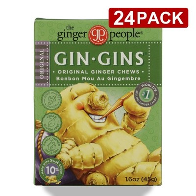 Gin Gins Original Ginger Chews By The People 1.6 Oz Chewy Candy 24 Pack