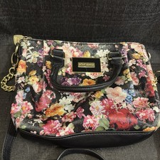 Betsey Johnson Leather Satchel Crossbody Bag Flowers Floral Rare And Gorgeous