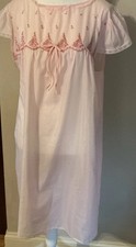 Vintage Pink Embroidered Nightgown M 42