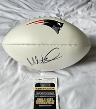 Mike Vrabel Signed New England Patriots White Panel Football Autographed JSA COA