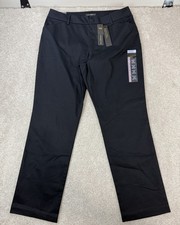 Lee Relaxed Fit Straight Leg Pants Women's 16 Black Wrinkle Free Stretch NWT