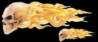 Aufkleber-Set Flammen Totenkopf Links Airbrush 28 X 10 Cm Flame Skull Left