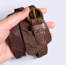 Genuine Leather Brown Belt Gold / Brass Buckle Hinge / Nordstrom S M