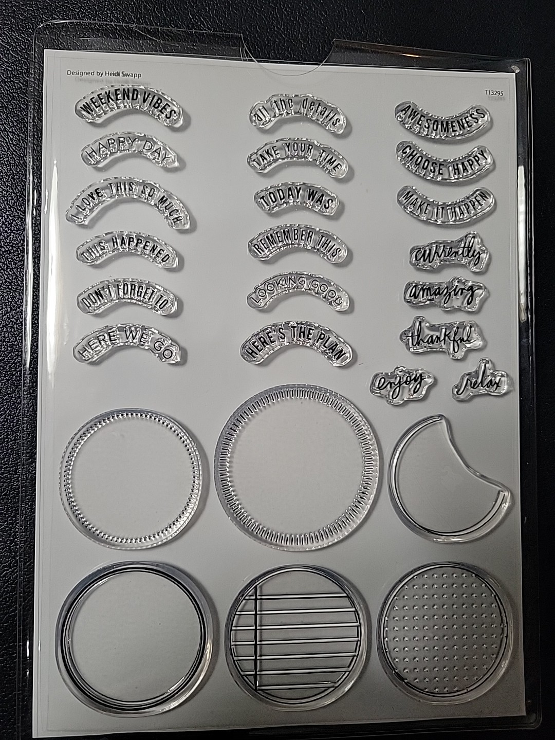 Heidi Swapp Rainbow Phrases Acrylic Clear Stamp Set 6x8 Inches Never Opened New