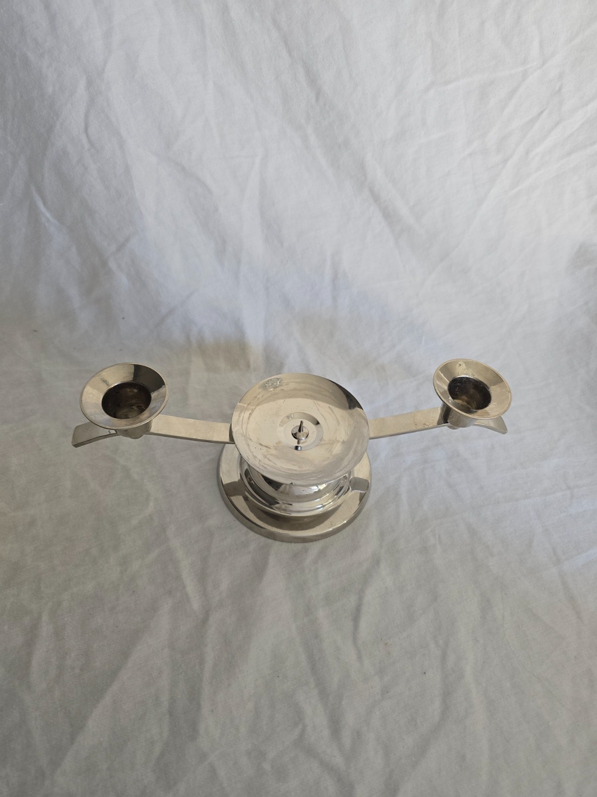 S, 3 Arm Iron Scroll Candlestick Holders Shiny Silver
