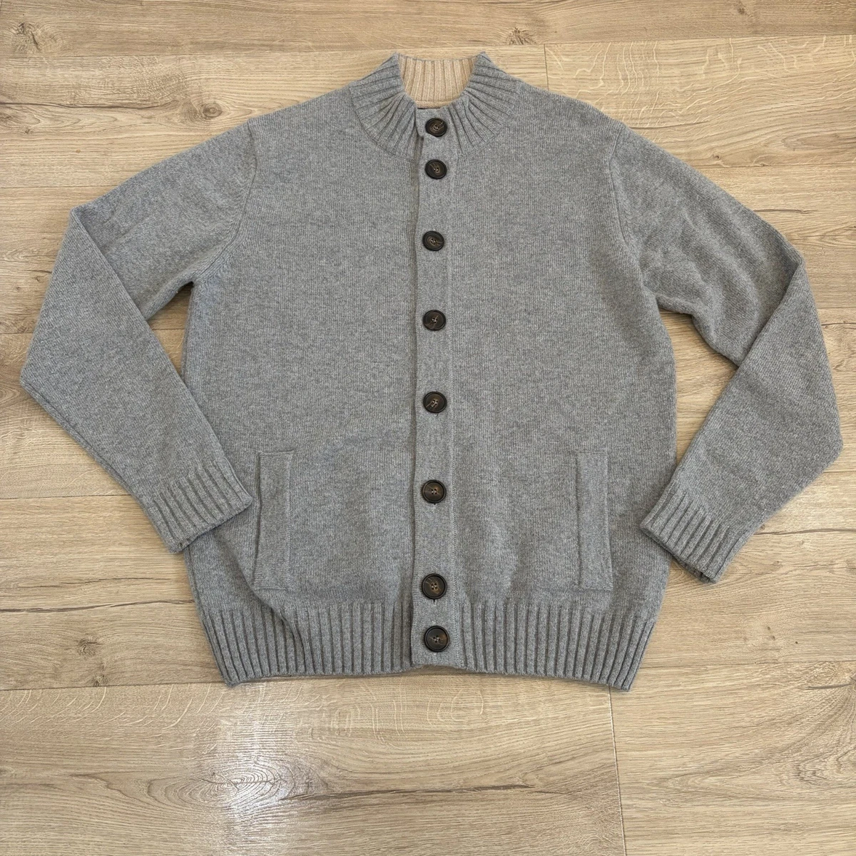 Cárdigan Loro Piana X Emanuel Berg Super 150 Lana Merino Cachemira Reino Unido L Gris