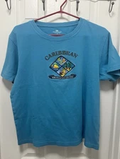 Small Carribean Princess Cruises Blue Shirt Multiple Beautiful Graphics Cotton
