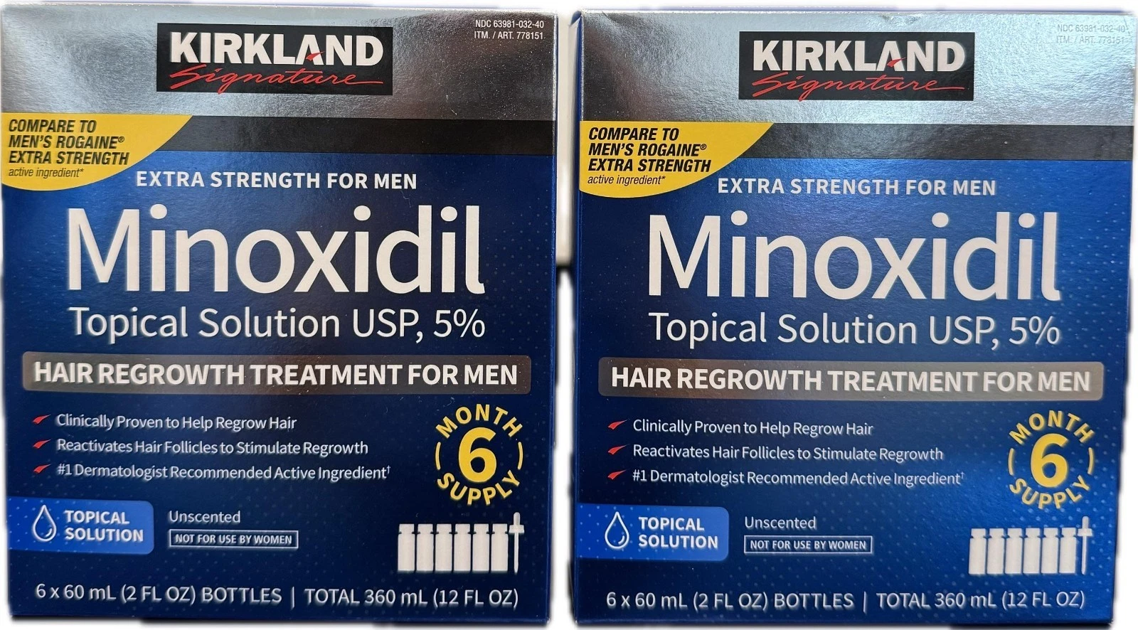 Kirkland Signature Minoxidil 5% Men Hair Regrowth Extra Strength 12 Month 2 Pack