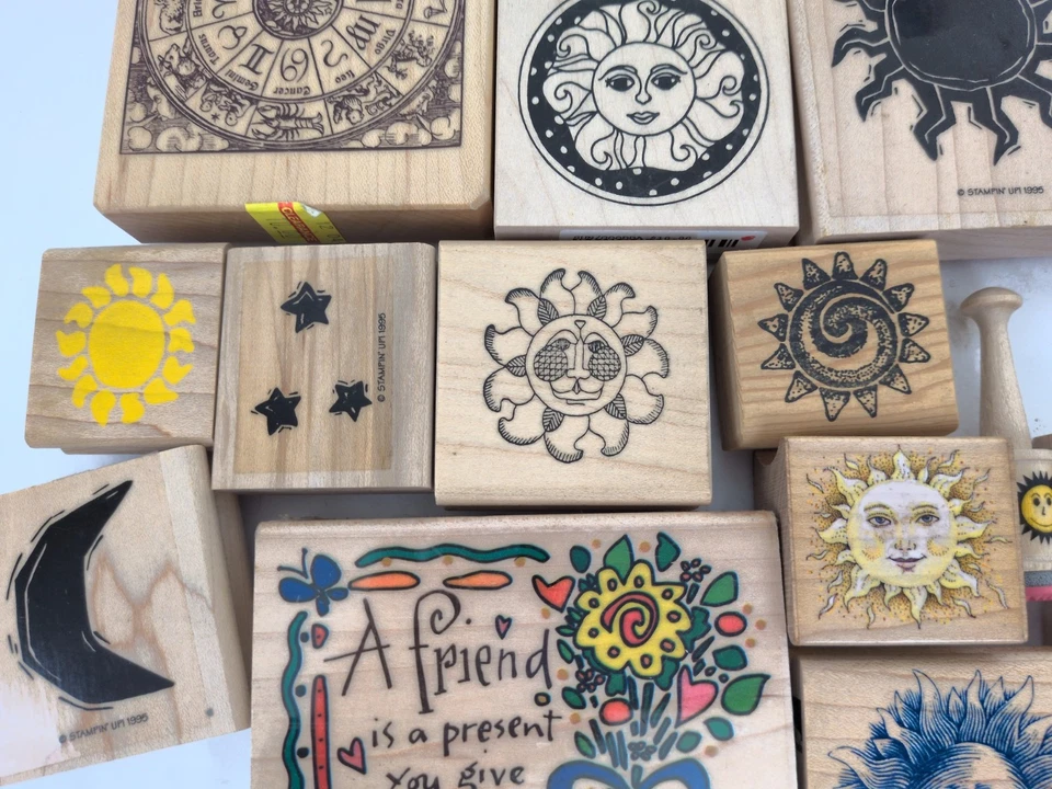 Lote de sellos de goma cara del sol luna estrella celestial nuevo Inkadinkadoo suceder noche Foto 3 de 4