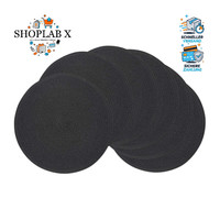 Tischsets Abwaschbar Rund Schwarz HitzebestäNdig 38X38 Cm 6Er Set Platzdeckchen