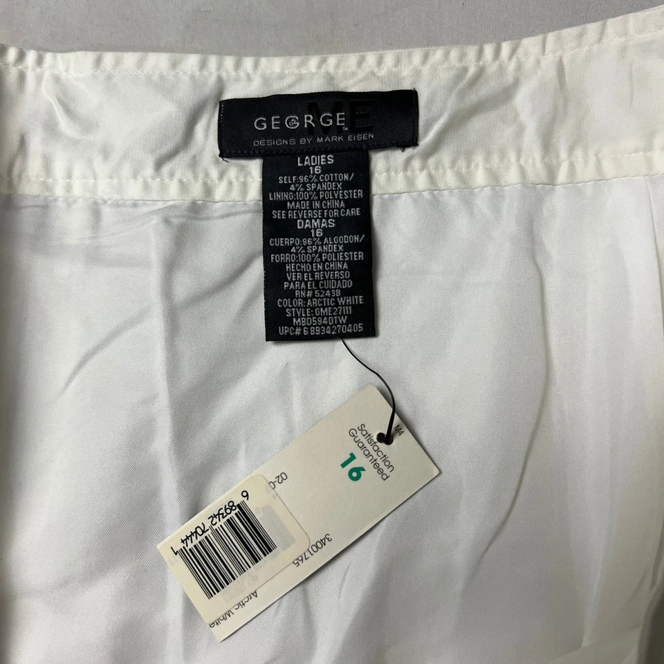 George Designs White Pleated Skirt with Grommets Ladies Size 16 Cotton Blend - Image 3 of 4