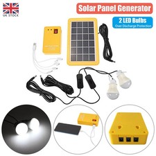 Solar Panel Power Charging Generator Home System Kit with 2LED Bulbs Outdoor UK