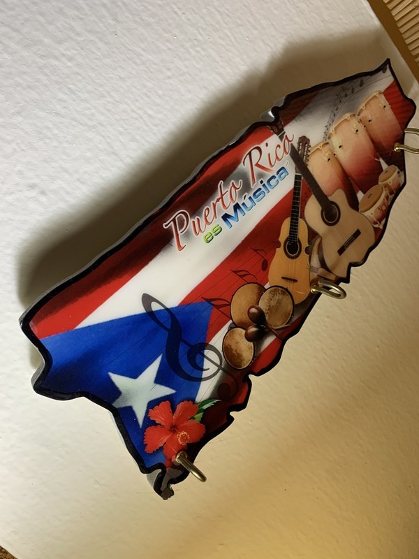 Puerto Rico Flag Keychain Holder Isla Musica Boricua Art