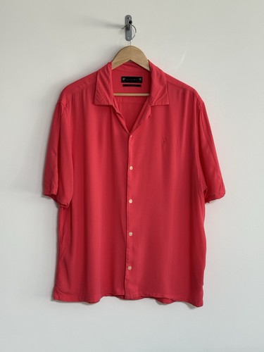 Allsaints "Venedig" Kurzarm Shirt Uni Shocking Pink Ramskull XXL /relaxed