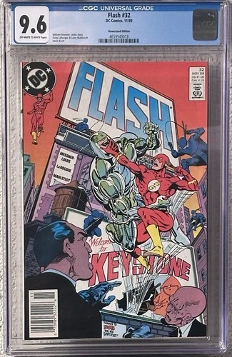 Flash #32 Newsstand CGC 9.6 OW-WP; DC Comics 1989; Wally Moves To Keystone City;