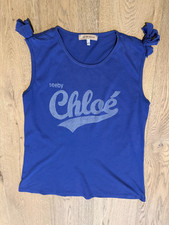 Womens designer sleeveless blue tshirt / top by See by Chloe, size 12