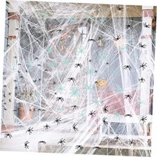 300 Sqft Halloween Spider Web Decorations, with 10 Glow 300 Sqft Web 20 Spider
