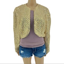 Steven Stoller US 14 American VINTAGE 80s Gold Sequin Bolero Crop Jacket