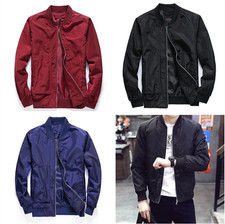 New Men's baseball jacket Lightweight Casual Spring Fall Windbreaker Zip Up Coat