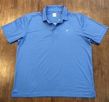 Callaway Golf Shirt Mens XXL Blue Pin Check Stretch Short Sleeve Opti Dri Polo