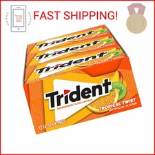 Trident Tropical Twist Sugar Free Gum, 12 Packs of 14 Pieces 168 Total Pieces