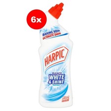 6 x Harpic White & Shine Toilet Cleaner with Bleach 750ml Original