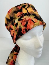 Fall Leaves Print Medical Pixie Style Scrub Cap Surgery Hat