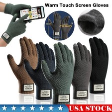 Winter Gloves for Men Knit Warm Lining Cold Weather Gloves with Anti Slip Grips