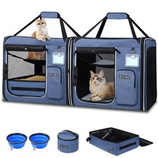 Petskd 2 in 1 Double Cat Car Travel Carrier with Litter Box, 38"x17"x18" Port...