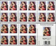 US Scott #3355a Booklet of 20 "Christmas Madonna", MNH