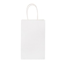 SSWBasics Small Recycled White Kraft Paper Shopping Bags With Handles