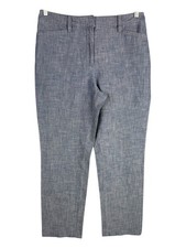 Lands' End 6 Tall Mid-Rise Slim Leg Blue Chambray Pants 100 Cotton