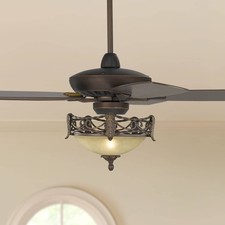 52" Rustic Country Ceiling Fan with Light LED Remote Bronze House Living Room