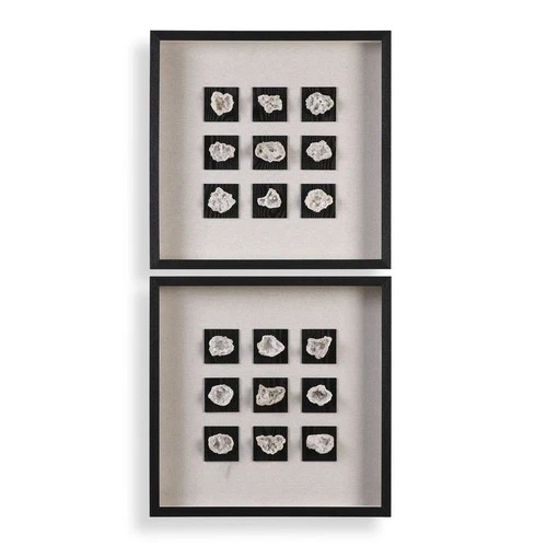 UTTERMOST 4080 AUTHENTIC GEODE LINEN BLACK FIR WOOD SHADOW BOX WALL ART - Picture 3 of 5