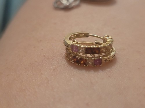 2Ct Round Cut Lab Created Red Ruby Huggie Hoop Earrings 14K Yellow Gold Plated - Picture 3 of 6