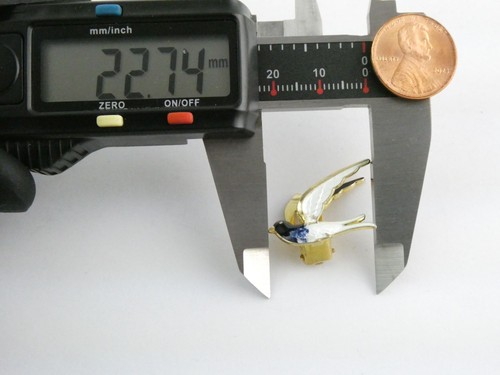 Norwegia Bernard Meldahl Pozłacane srebro szterlingowe Czarno-białe Ptak Klips na kolczyki - Zdjęcie 8 z 19